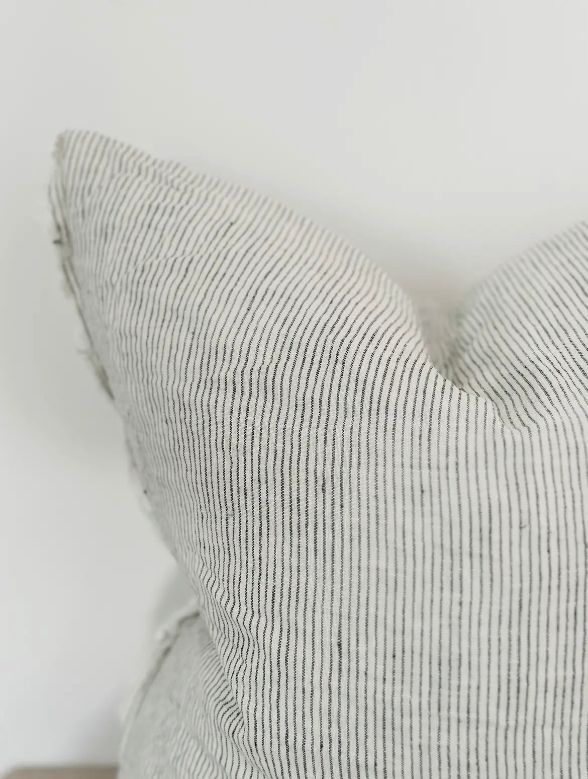 Esmee Linen Cushion Cover - Frayed Edge Ticking Stripe