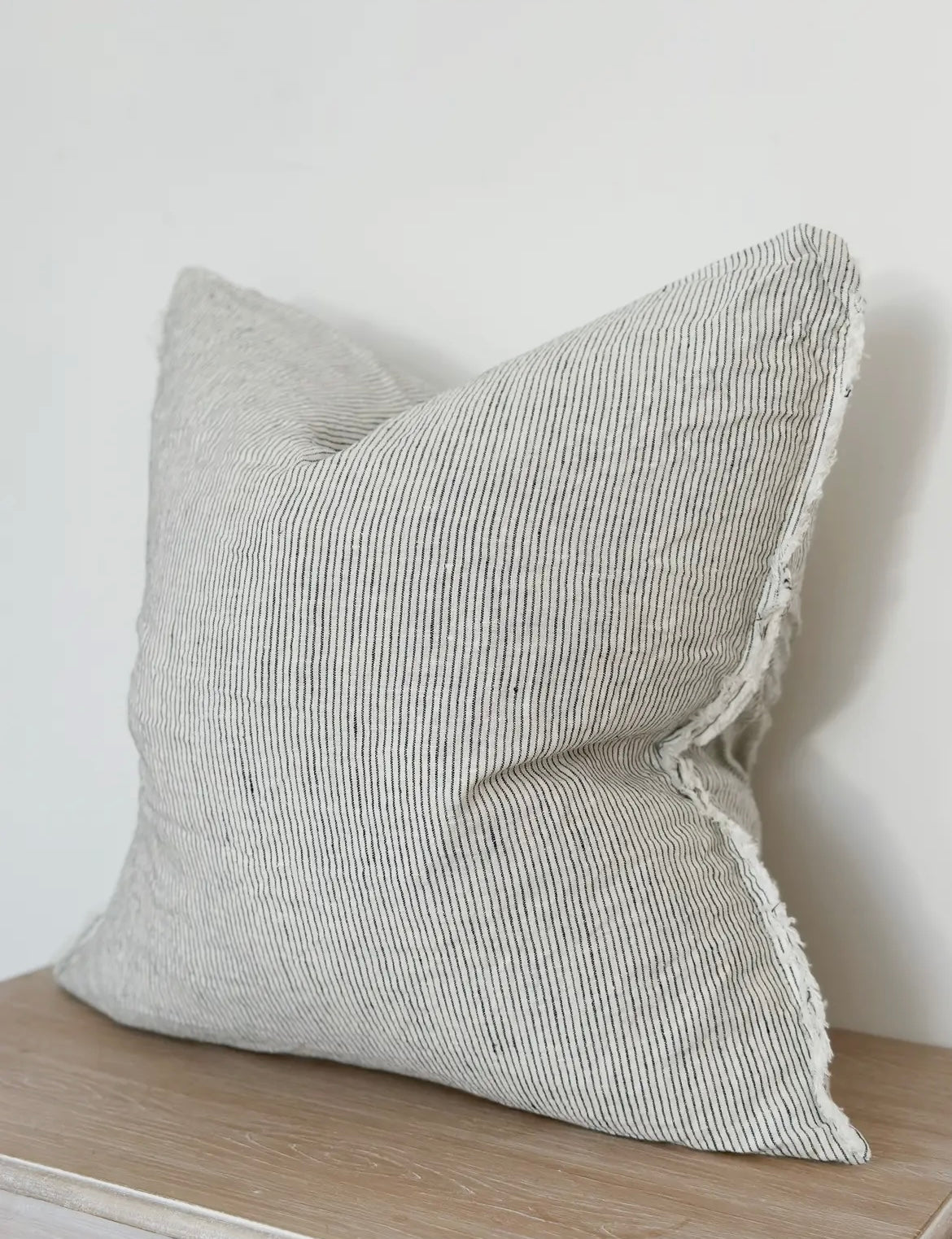 Esmee Linen Cushion Cover - Frayed Edge Ticking Stripe