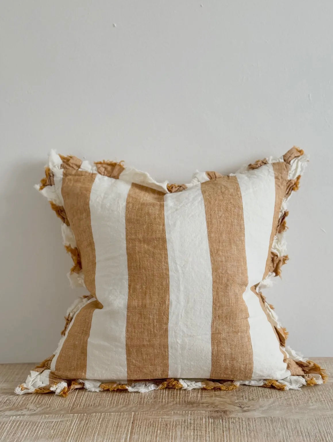 Hallie Mustard Linen Cushion Cover - Ruffle Edge