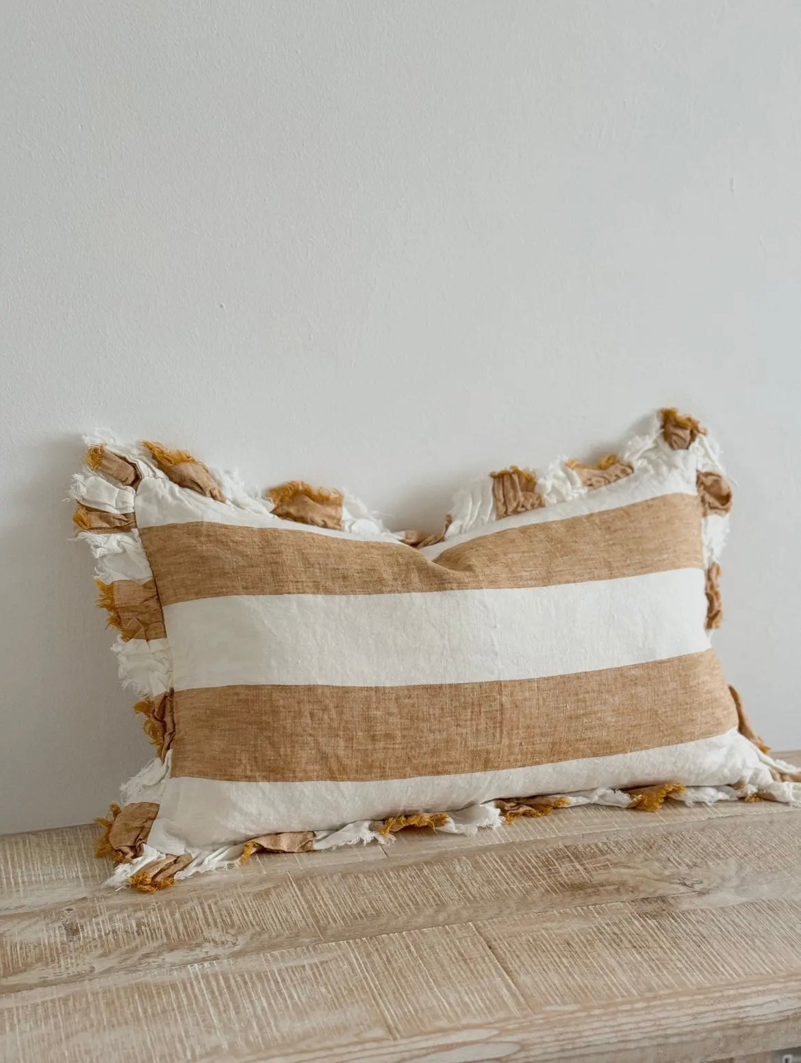 Hallie Mustard Cushion Cover 50x30 - Ruffle Edge
