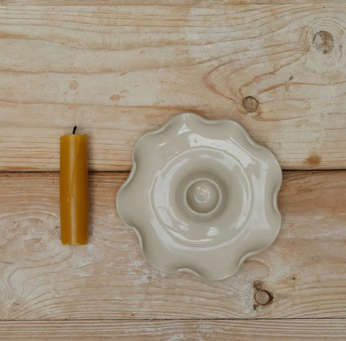 Hand Thrown Frilly Candle Holder