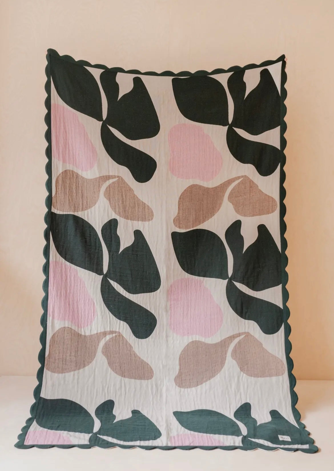 Cotton Throw in Green Abstract