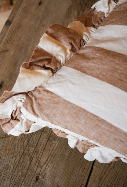 Terracotta- The Brighton Pavilion Bold Stripe Washed Linen Cushion 60x60cm