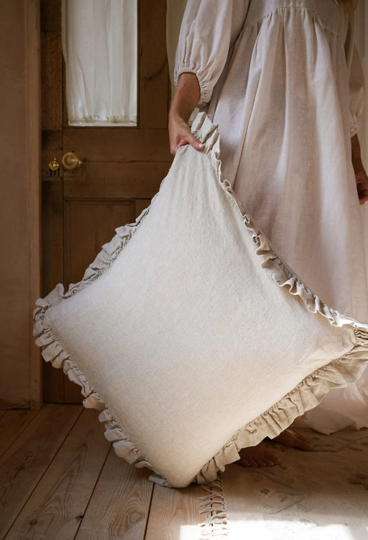 Off White - The Brighton Pavilion Washed Linen Cushion 60x60cm