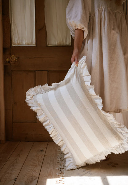 Taupe - The Brighton Pavilion Raw Edge Linen Cushion 40x60cm