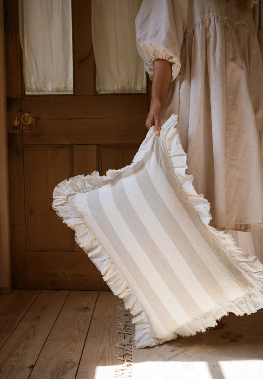 Taupe - The Brighton Pavilion Raw Edge Linen Cushion 40x60cm