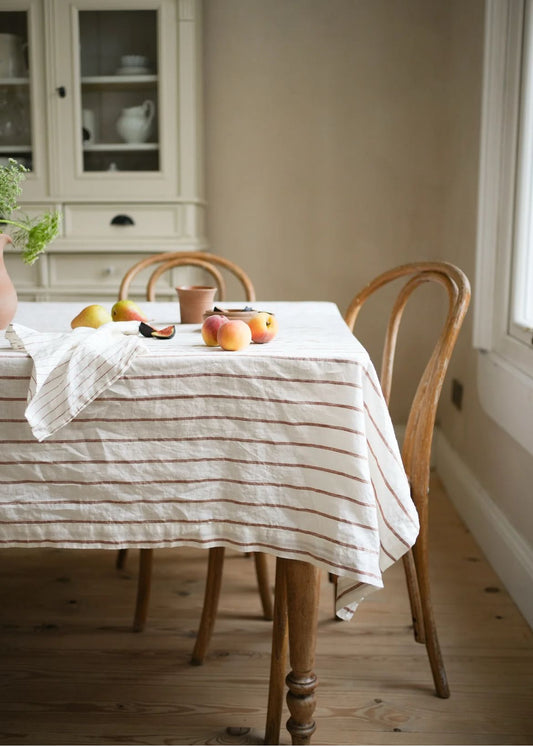 Provence Stripe Tablecloth - Fine Ginger Stripe 140 x 240cm